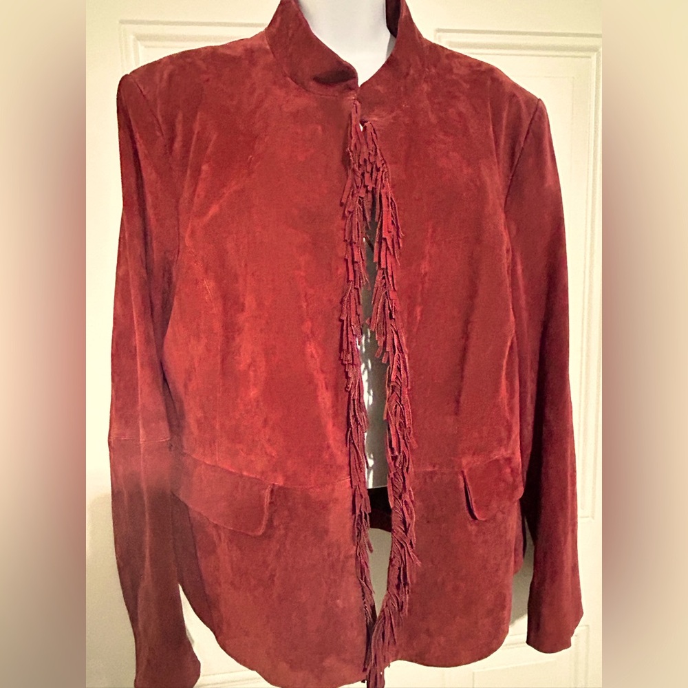 Pamela McCoy leather fringe jacket